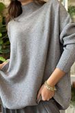 Charli Honeycomb Oversized Turtle Knit Grey Marl